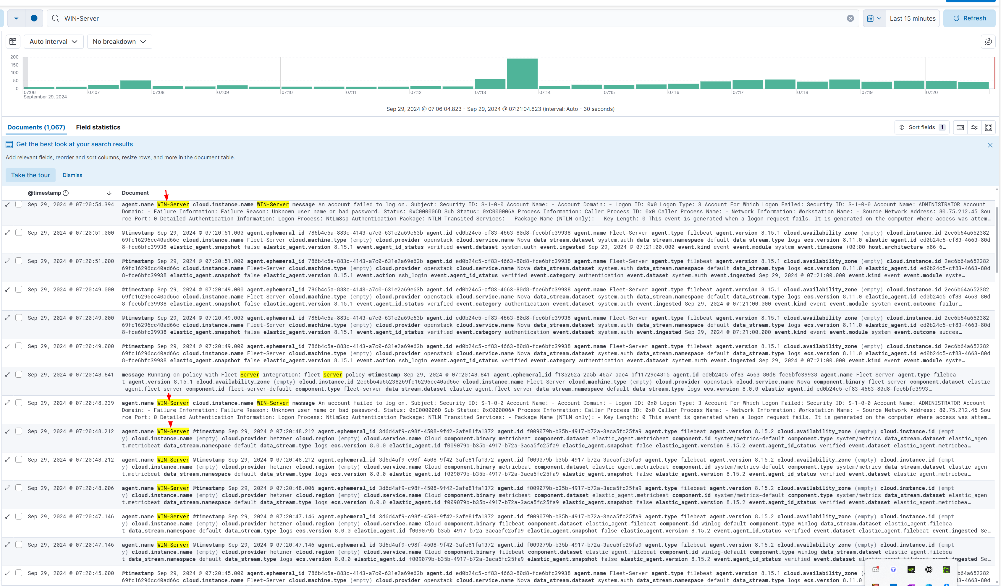 Window Server logs are seen in Elastic GUI
